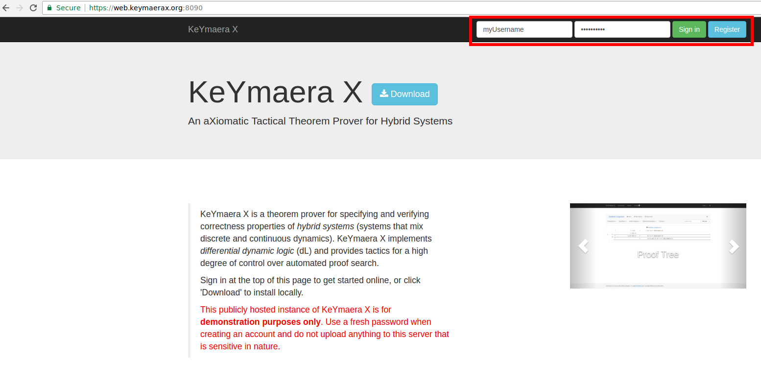Register new KeYmaera X account.